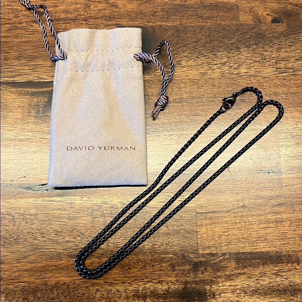 David Yurman Men’s darkened stainless steel Box Chain necklace 26”